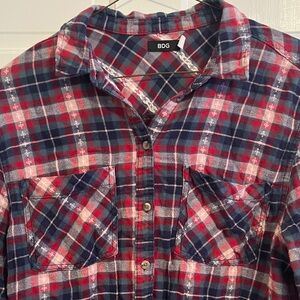 Urban Outfitters BDG Red Blue Green White Flannel Plaid Shirt - 100% Cotton
